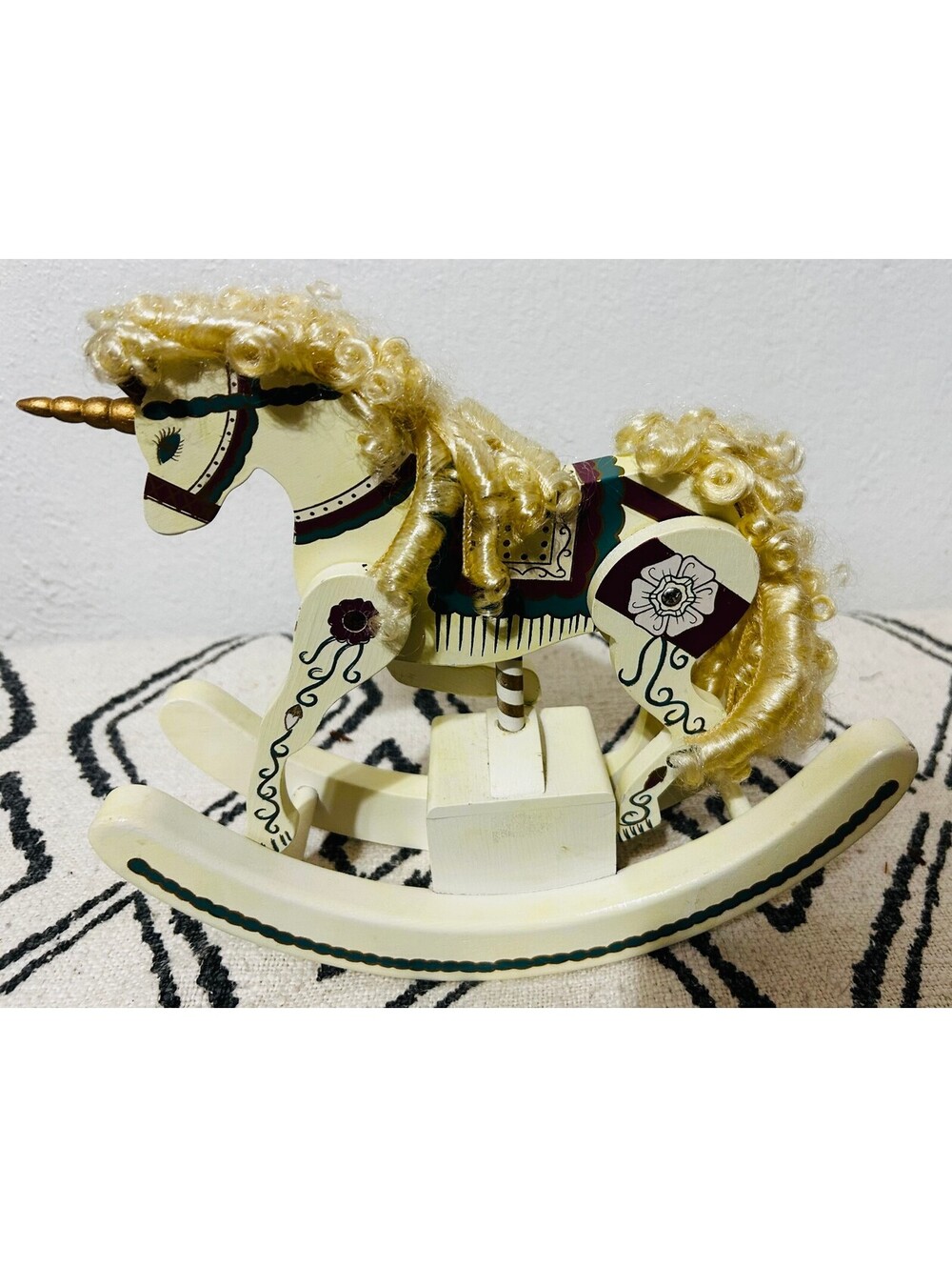 Vintage 1985 Enesco Wooden Rocking Unicorn Music Box My Favorite Things